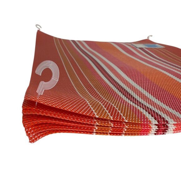 Room Essentials Indoor Outdoor Placemats Set of 8 Woven Vinyl Tangerine Rainbow - Picture 3 of 8